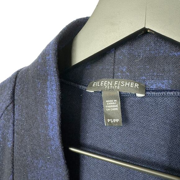 Eileen Fisher Navy Blue Black‎ Wool Blend Cardigan Sweater Duster Size PS - Picture 3 of 9